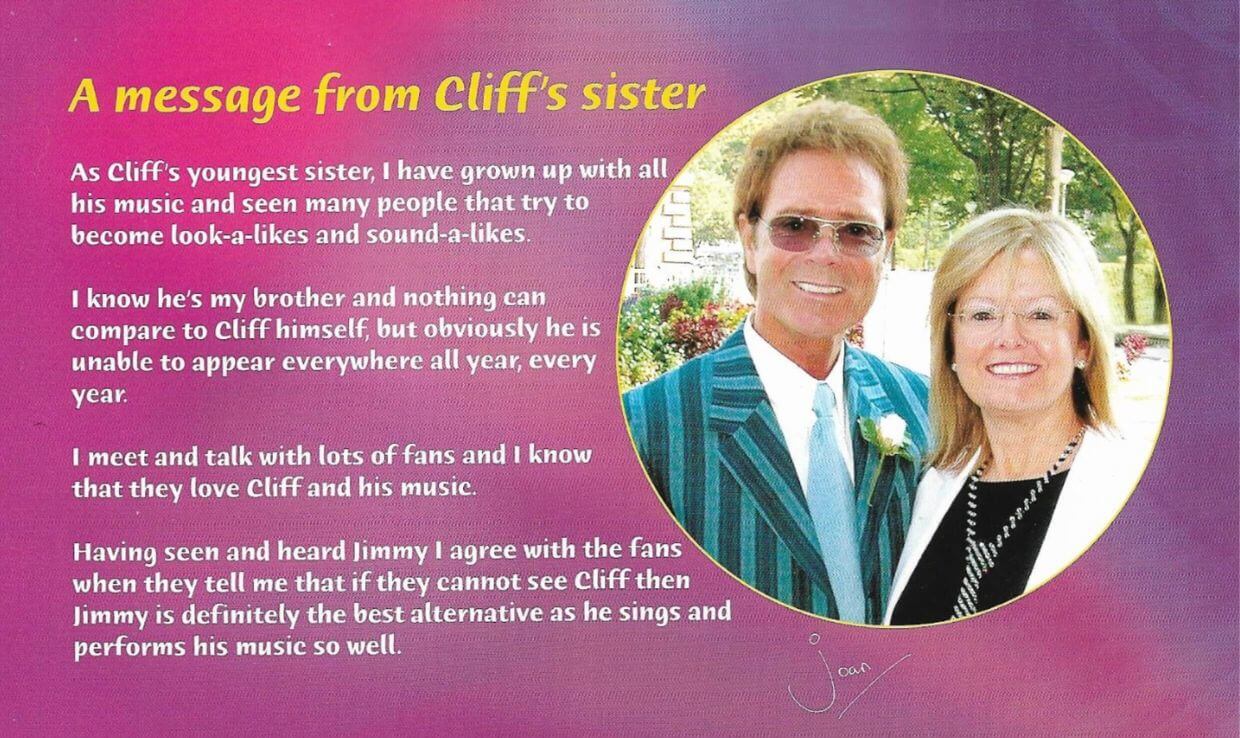 A message from Cliff Richard's sister, Joan